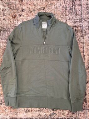 Country Road Men's Quarter-Zip Sweatshirt - Olive Green
